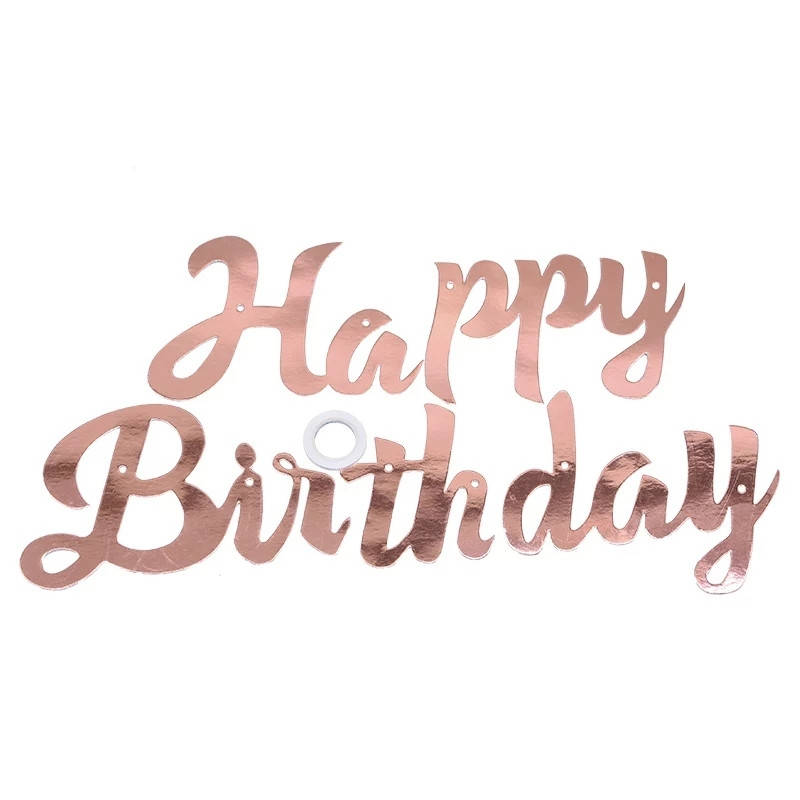 

Гирлянда - растяжка Heppy Birthday розовое золото