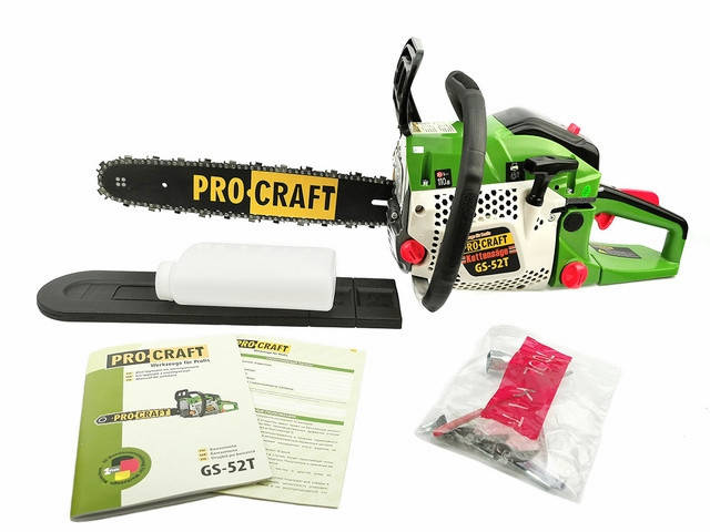 

Бензопила ProCraft GS-52T (1 шина+1 цепь)