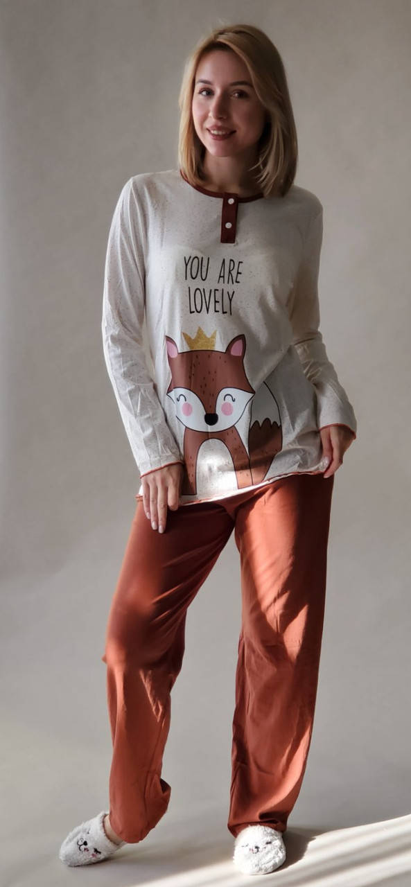 

Пижама женская с кофтой и штанами хлопковая размеры 2xl, 3xl, 4xl 3XL