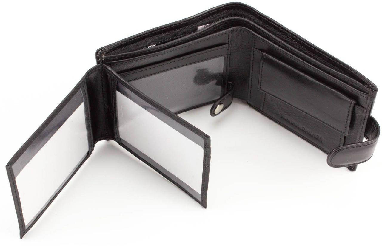 

Кожаный мужской кошелек портмоне из гладкой кожи ST B 102 Leather, Черный
