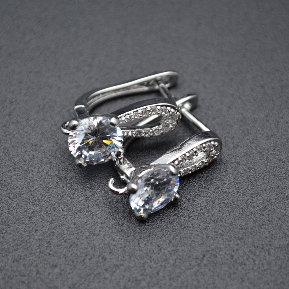 

Застёжка для сережек английский замок. Швенза с фианитами (гипоаллергенный сплав), пара!, Серебристый