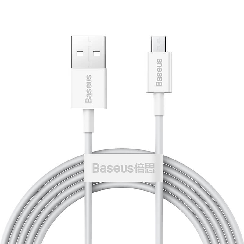 

Кабель 2м для зарядки телефона планшета MicroUSB Android BASEUS Superior Series 200см |2A| Белый CAMYS-A02