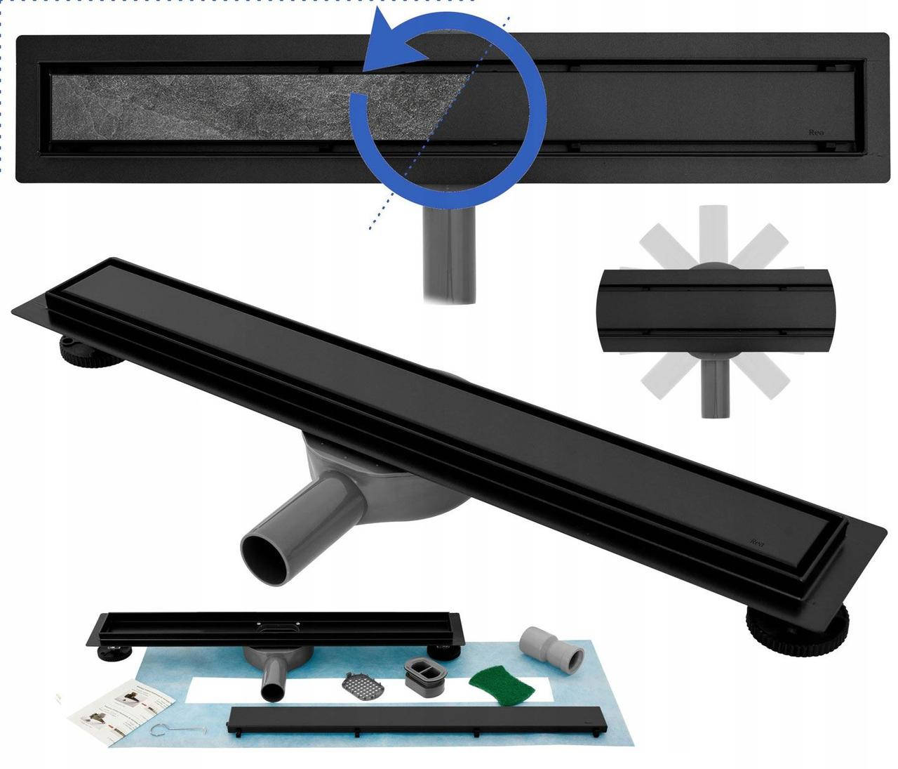 

Трап для душа REA NEO PRO BLACK 2в1 черный 80 см