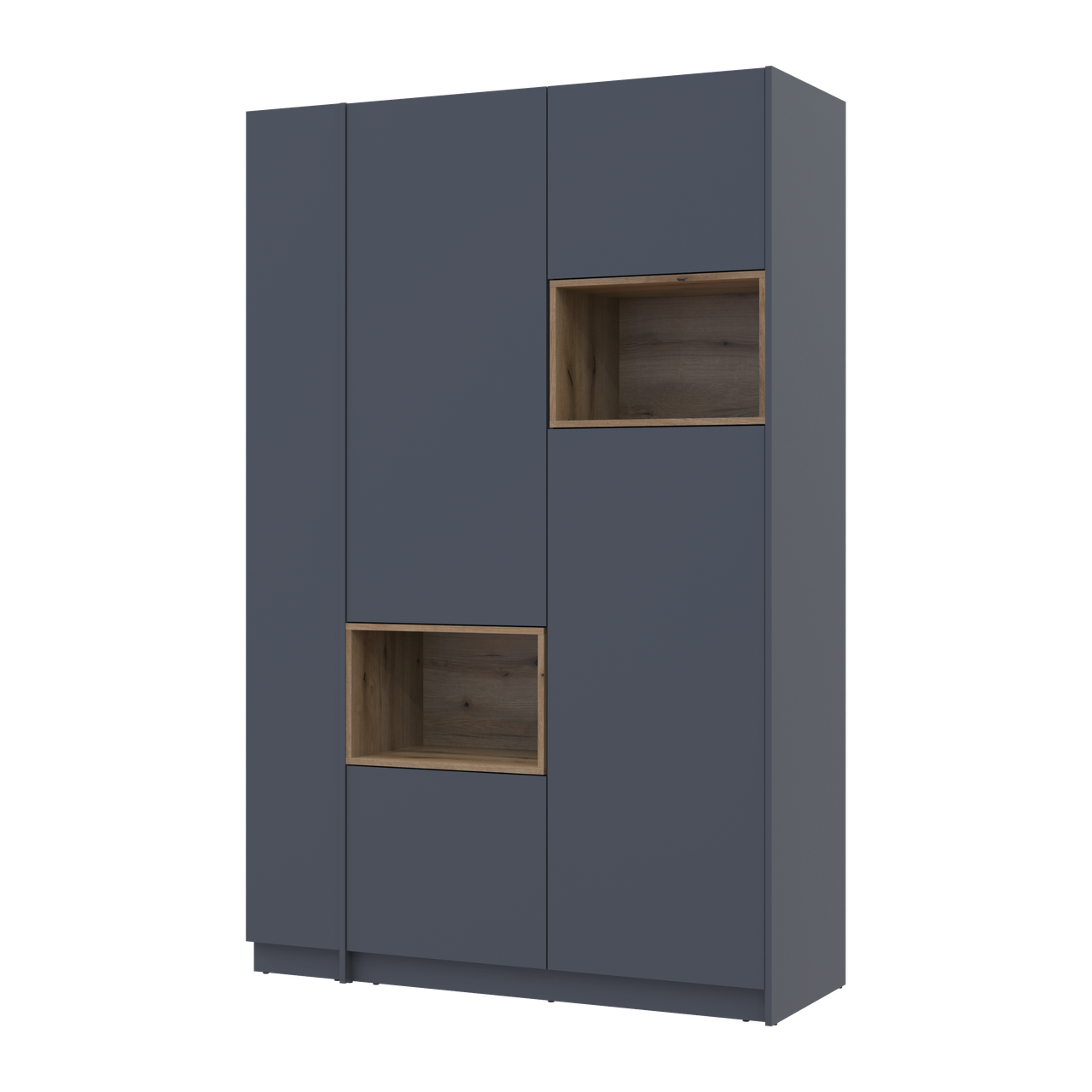 Шафа для одягу з нішею та етажеркою Doros Дейл Графіт/Дуб Евок 2 ДСП 143.2х52х220 (44900335)