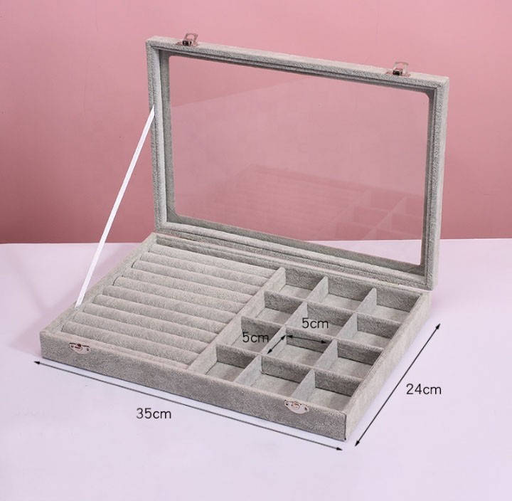 

Органайзер для украшений 35×24×5 см на 8 секций серого цвета