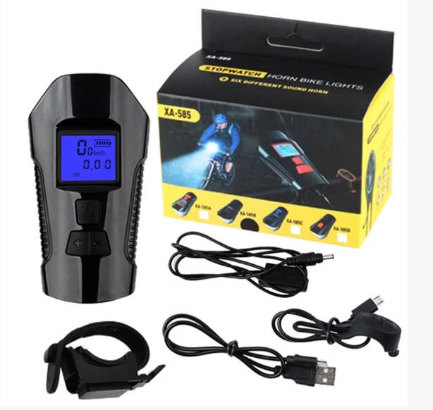 

Передний велосипедный фонарь со встроенным компьютером и звонком XA-585-T6