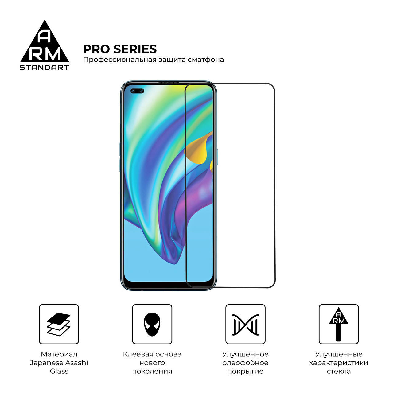 

Защитное стекло Pro для OPPO Reno 5 Lite Black, Прозрачный