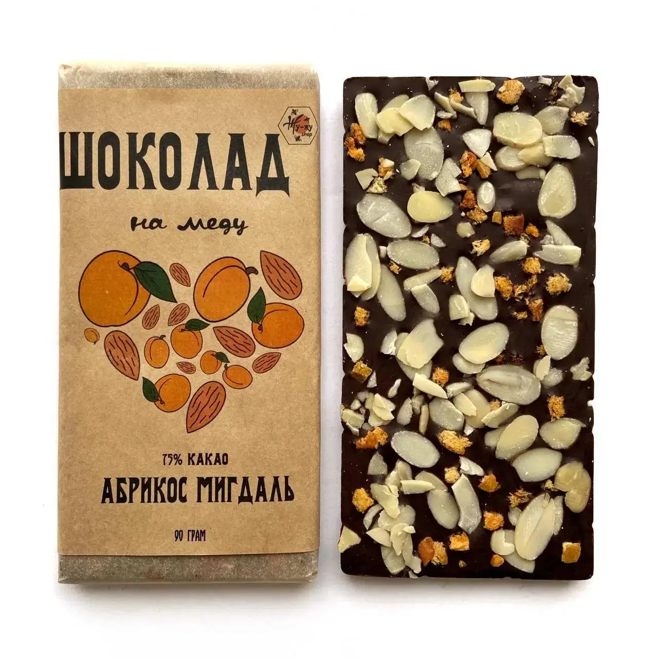 

Шоколад на меду абрикос-миндаль, 50 г, ЖуЖу Shop