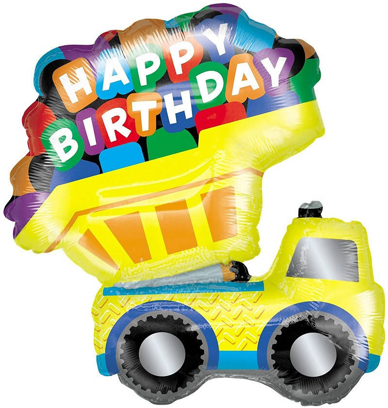 

Фольгированный шар большая фигура Грузова машина Happy Birthday 63х50см Китай, Желтый