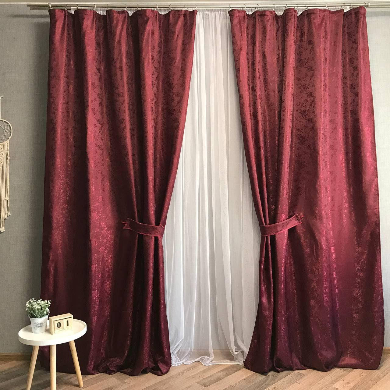 

Комплект однотонных штор 150x270 cm (2 шт) ALBO Бордовые (SH-C33-7), Бордовый