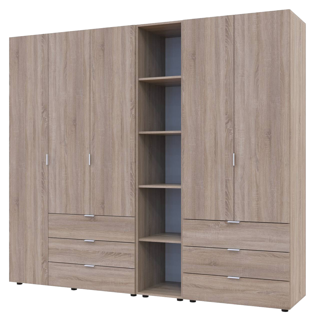 Комплект Doros Гелар з Етажеркою Дуб Сонома 2+3 ДСП 231.9х49.5х203.4 (42005046)