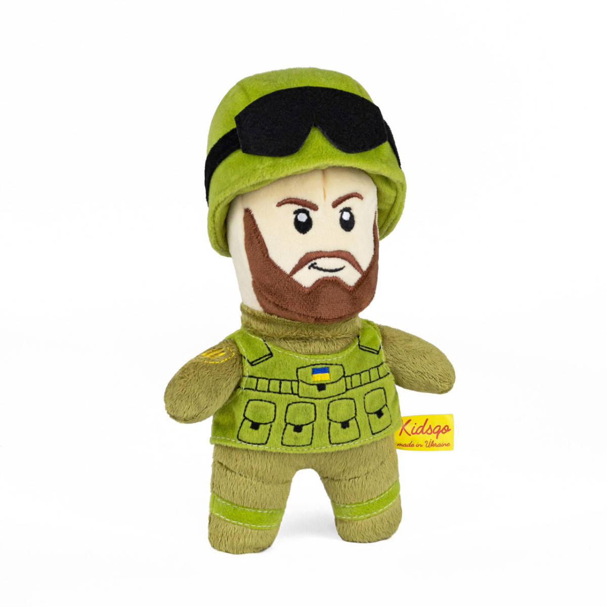 

Мягкая игрушка KidsQo солдат ВСУ с бородой 25см (KD704), Зелёный