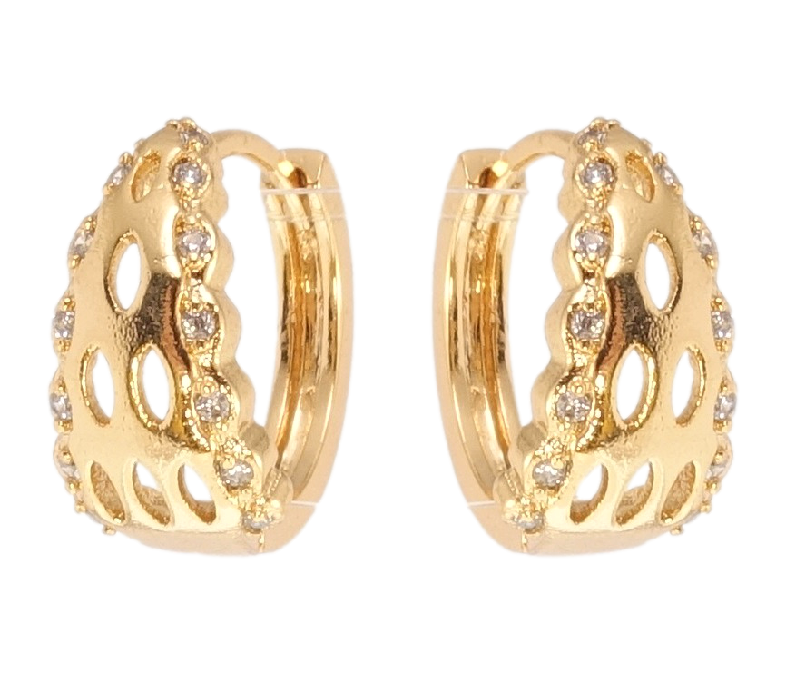 

Серьги Xuping Позолота 18K колечки "Треугольники с вырезами и цирконием"
