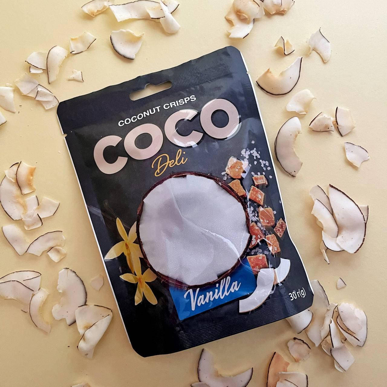 

Кокосовые чипсы с ванилью CocoDeli, 30 гр.