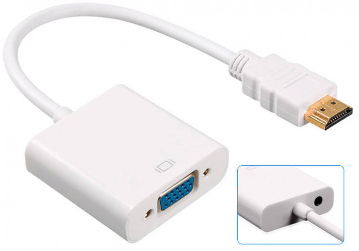 

Адаптер конвертер видео + аудио HDMI - VGA Dellta 1080P White (2421) VN