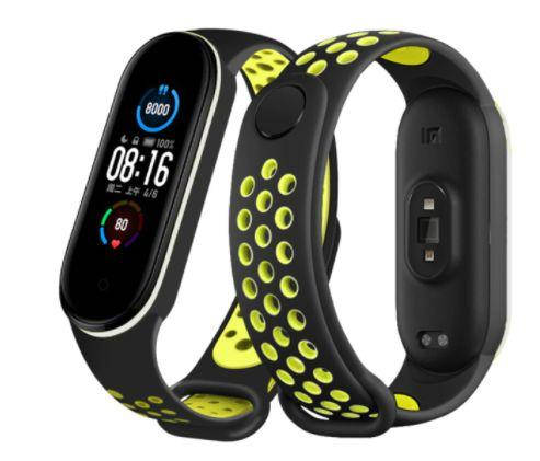 

Браслет ремешок Xiaomi Mi Band 3/4/5/6 Mi Band Сяоми черно-салатовый