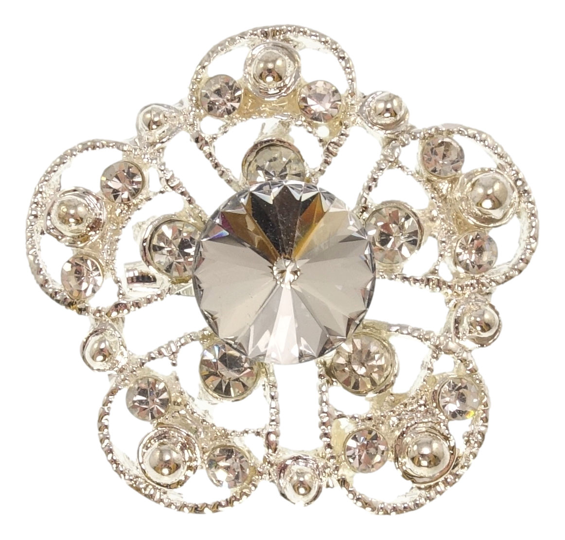 

Брошь "Цветок с белыми стразами и кристаллом"