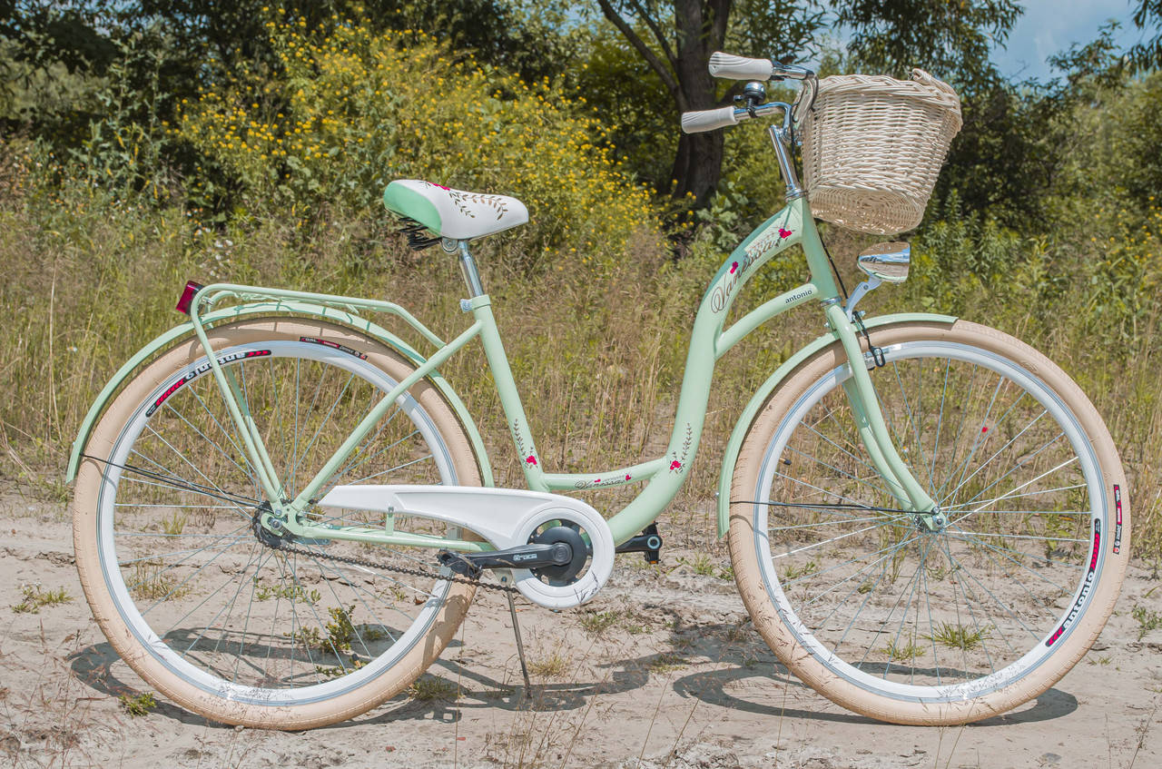 

Велосипед женский городской VANESSA 28 Mint с корзиной Польша, Зелёный