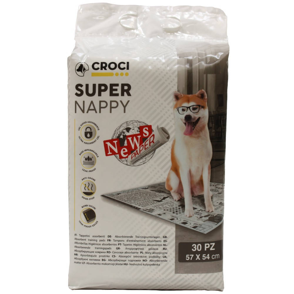 

Пеленки Croci Super Nappy Newspaper для собак с принтом "газета" 30шт (57*54см)