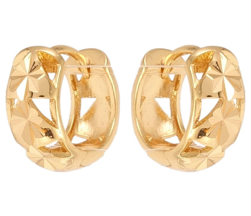 

Серьги Xuping Позолота 18K колечки "Узор елочка с звездочками насечками"