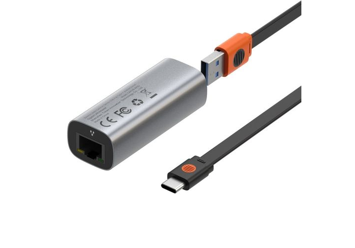 

Usb и Type-C lan адаптер 1 Гб порт Baseus Алюминиевый корпус (CAHUB-AF0G) Dark Grey, Серый