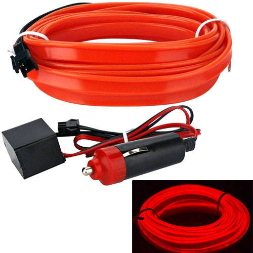 

Гибкий холодный неон, неоновая подсветка салона авто 5м, красный плоский