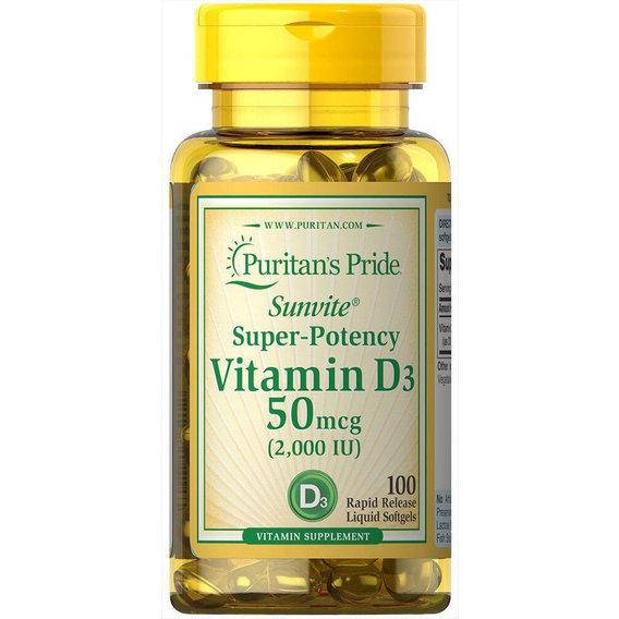 

Витамин Д3 - Puritan's Pride Vitamin D3 50 mcg 2000 IU 100 softgels