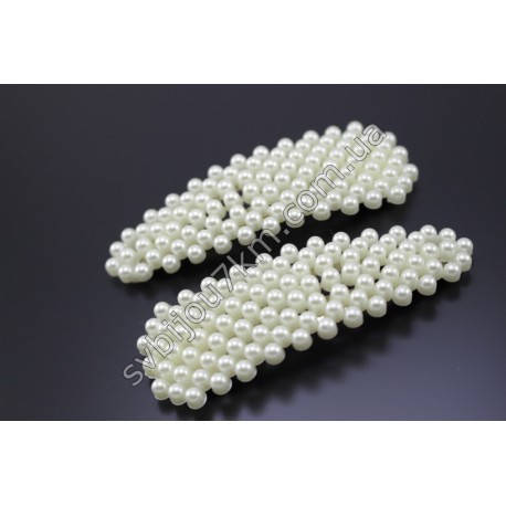 

Заколка для волос (Хлопушка) белая овальная, Белый