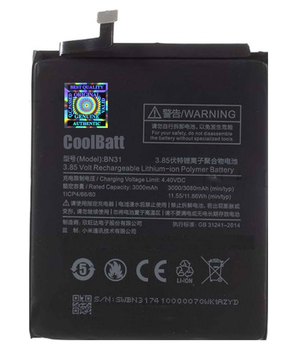 

Батарея CoolBatt Xiaomi BN31 3080 мА*ч (Mi A1, Mi 5X, Redmi Note 5A, Redmi Note 5A Pro)