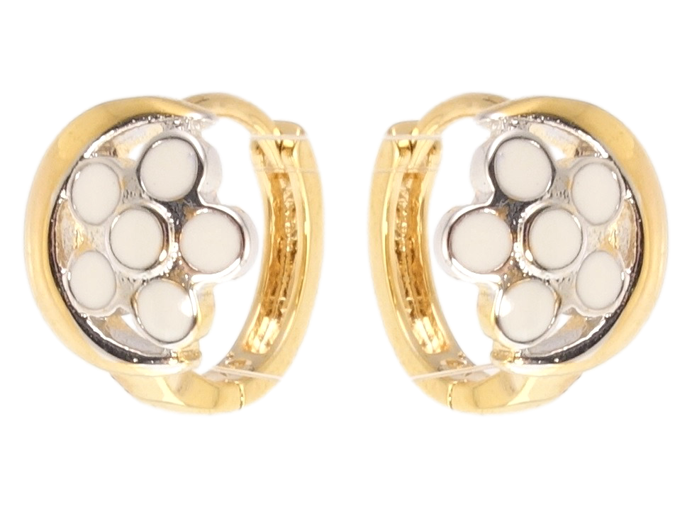 

Серьги Xuping Позолота+Родий колечки "Цветок белая эмаль"