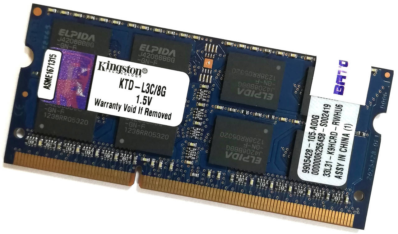 

Оперативная память для ноутбука Kingston SODIMM DDR3 8Gb 1600MHz 12800s CL11 (KTD-L3C/8G) Б/У