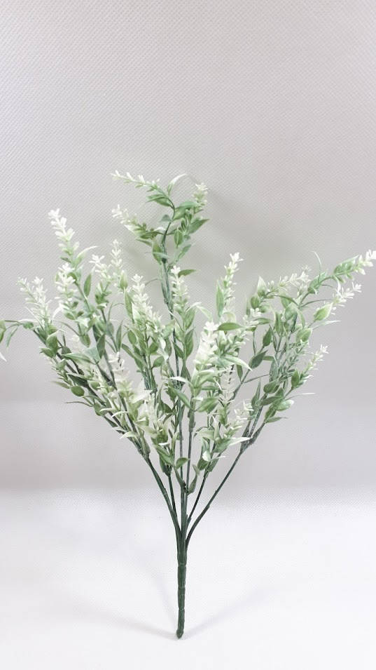 

Лаванда белая с напылением "домашняя 33см",искусственный куст для интерьера, Белый