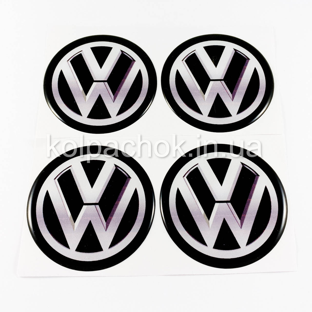 

Наклейки для колпачков на диски VolksWagen белые/черный лого (70мм)