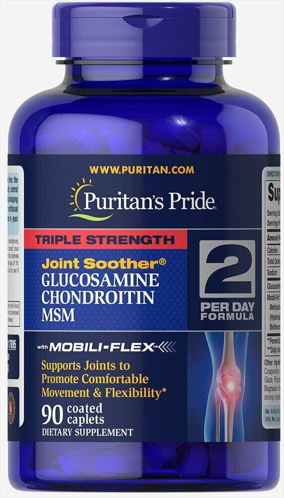 

Глюкозамин хондроитин и МСМ, Triple Strength Glucosamine, Chondroitin & MSM, Puritan's Pride, 90 кап