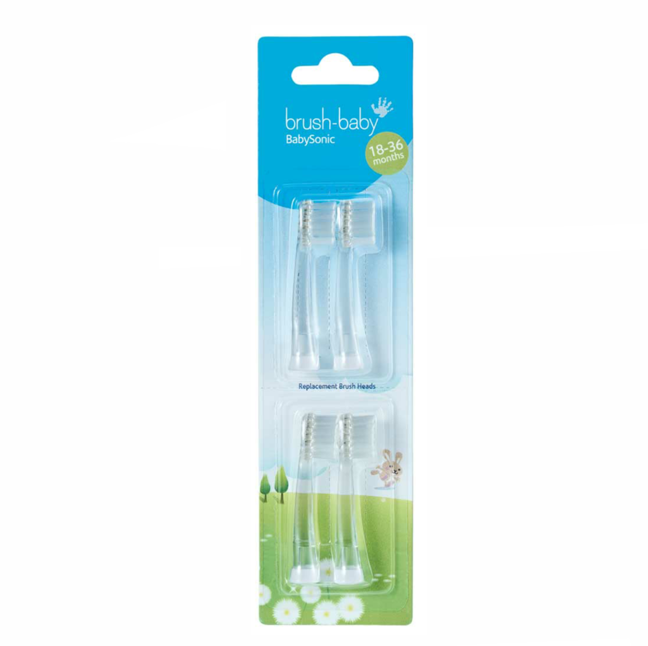 

Сменные насадки (18-36 месяцев) для зубной щетки Brush Baby BabySonic (0-3 лет), 4 шт