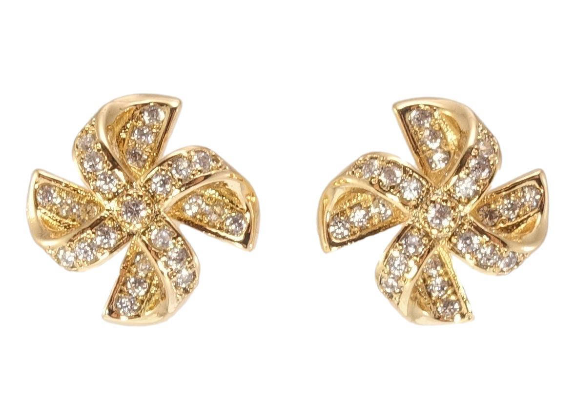 

Серьги Xuping Позолота 18K гвоздики (пусеты) "Ветряки с цирконием"