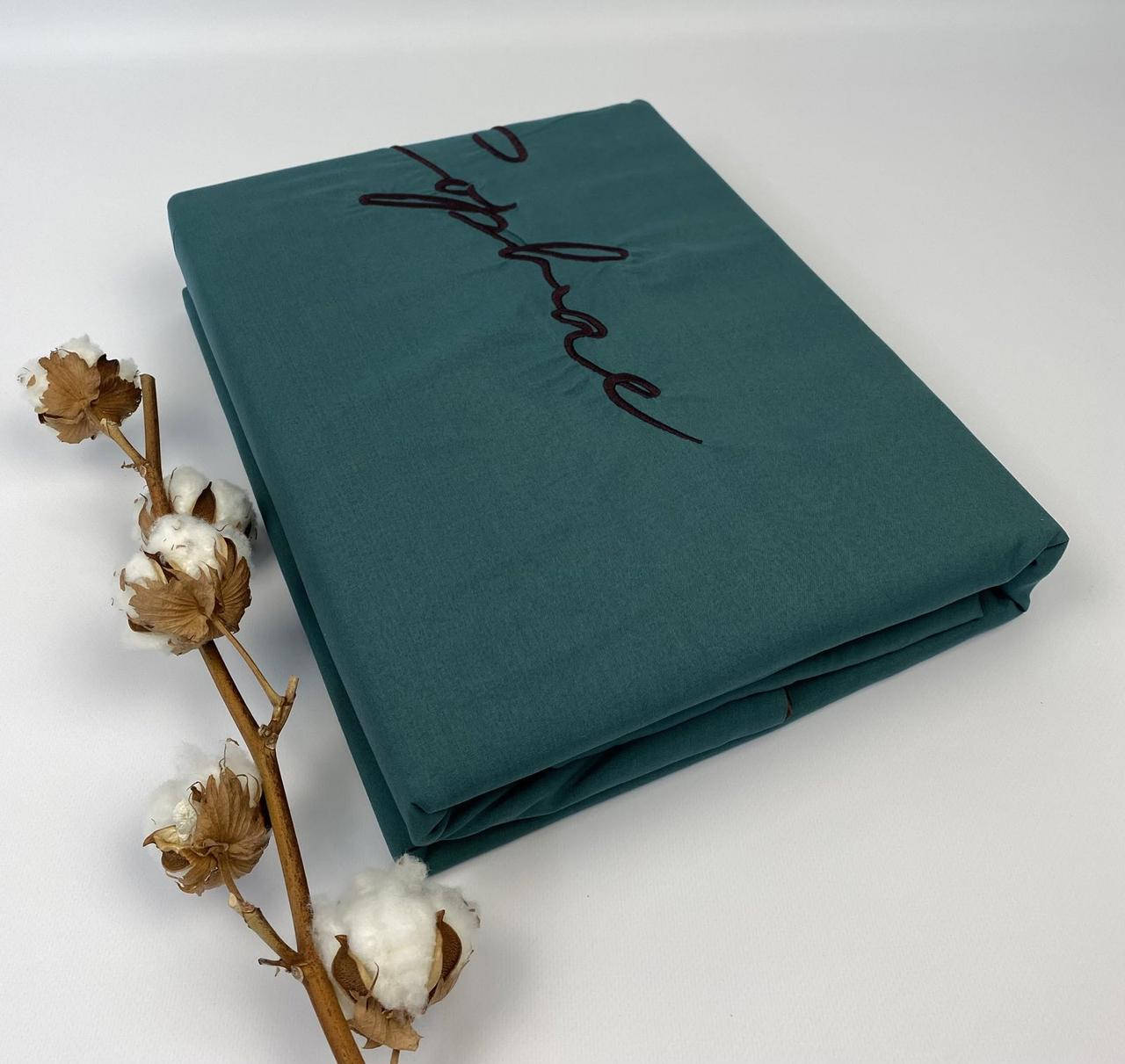 

Постельное белье Koloco сатин с вышивкой 150x210 см Зеленый, Зелёный