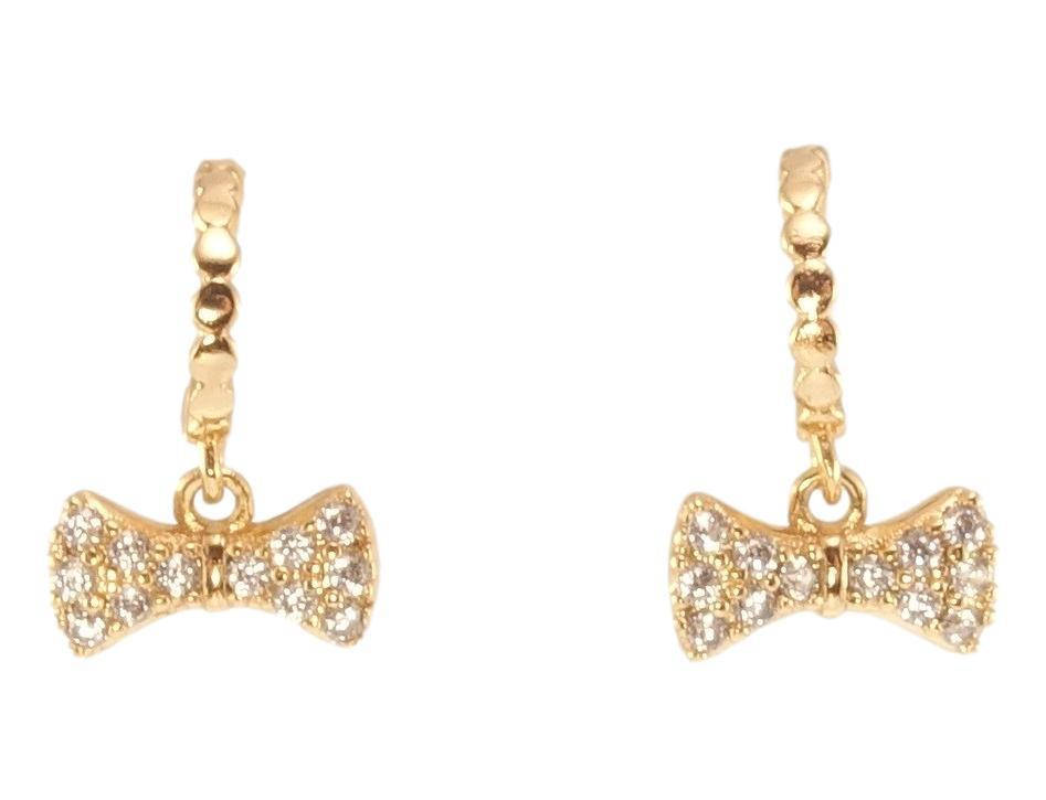 

Серьги Xuping Позолота 18K подвески на гвоздиках "Бантики с цирконием"