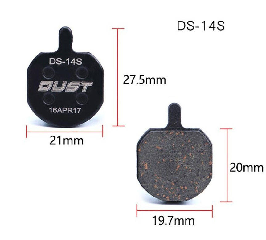 

Колодки тормозные дисковые для велосипеда, DUST DS-14S (Hayes Sole MX2, MX3, MX4, GX2, CX5) полуметалл