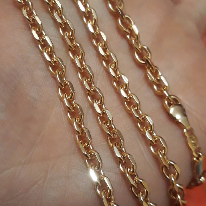 

Цепочка якорного плетения Длина: 60 см Ширина 5 мм, медзолото, медицинское золото