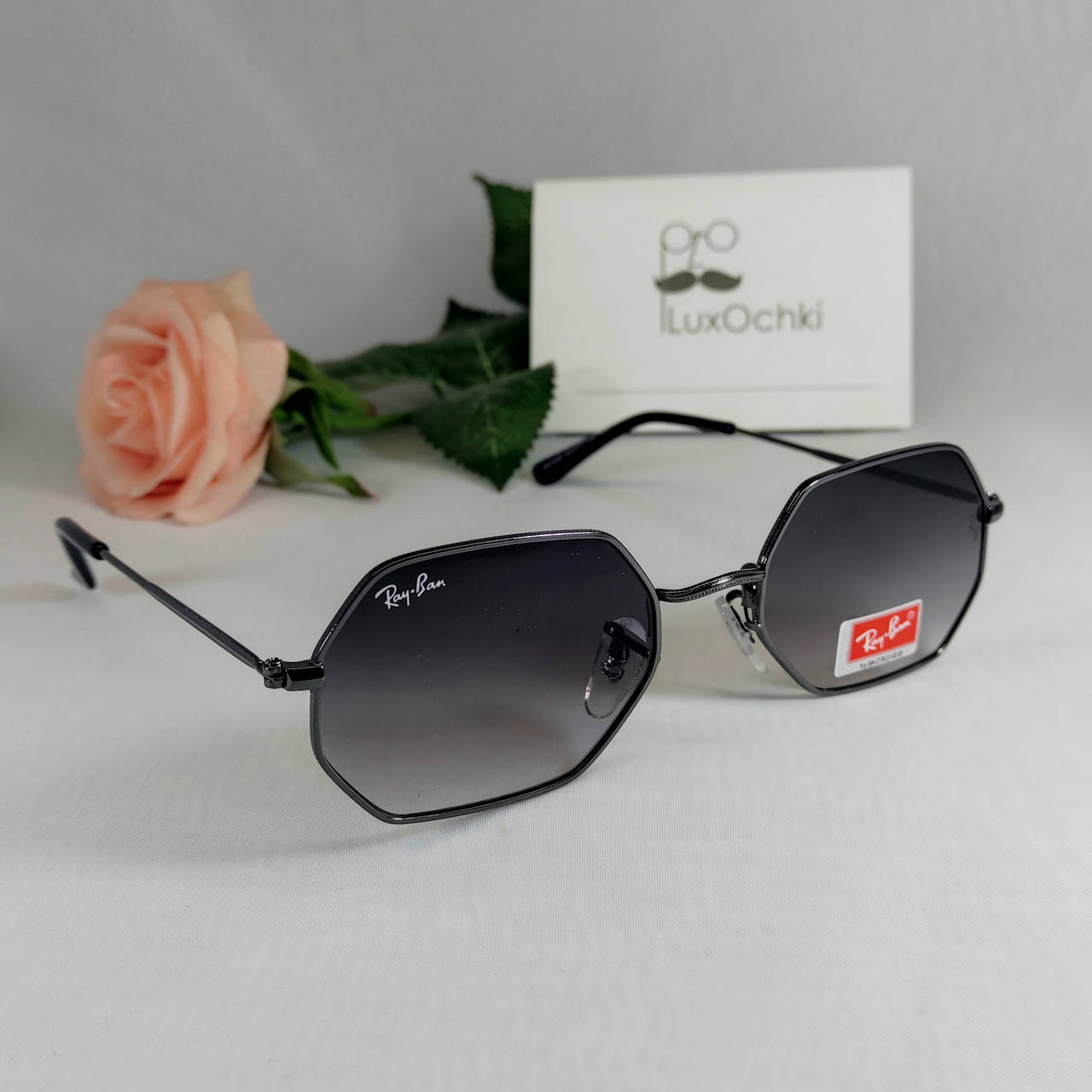 

Восьмиугольные солнцезащитные очки Ray Ban в металлической оправе серый, серый