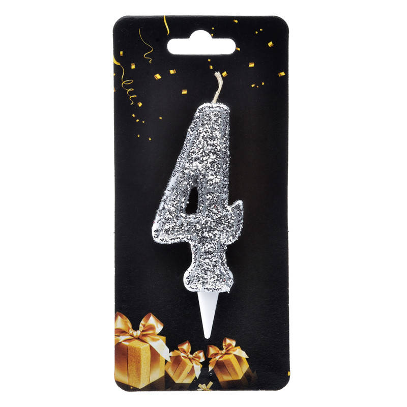

Свеча цифра "4" серебро магическое