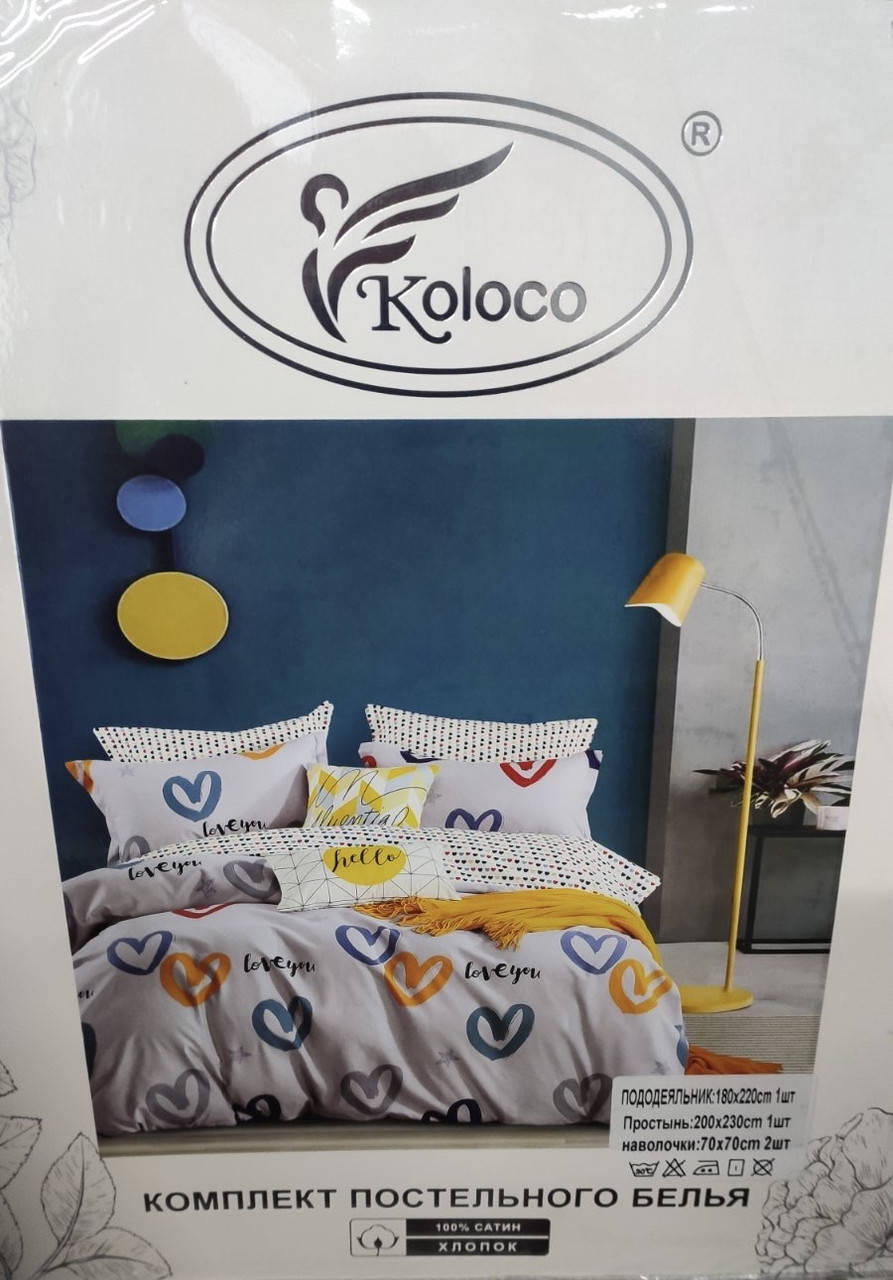 

Постельное белье двуспальное Сатин/Комплект постельного белья Koloco, Разные цвета