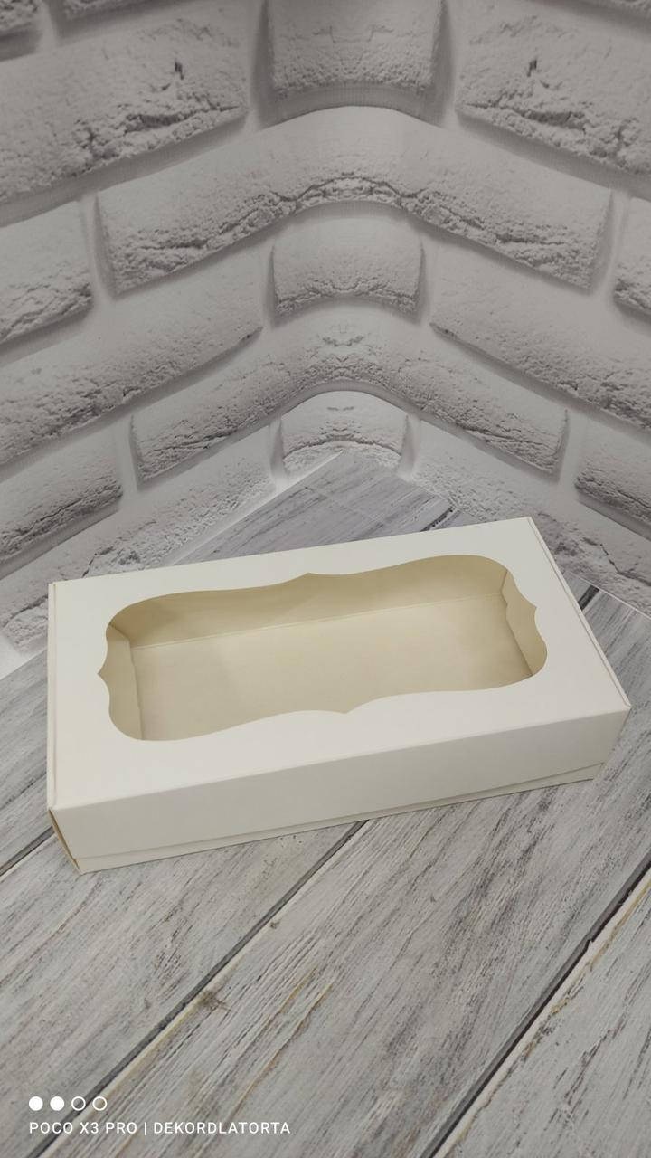 

Картонная упаковка для макарон, зефира с окном. Размер 200*100*50