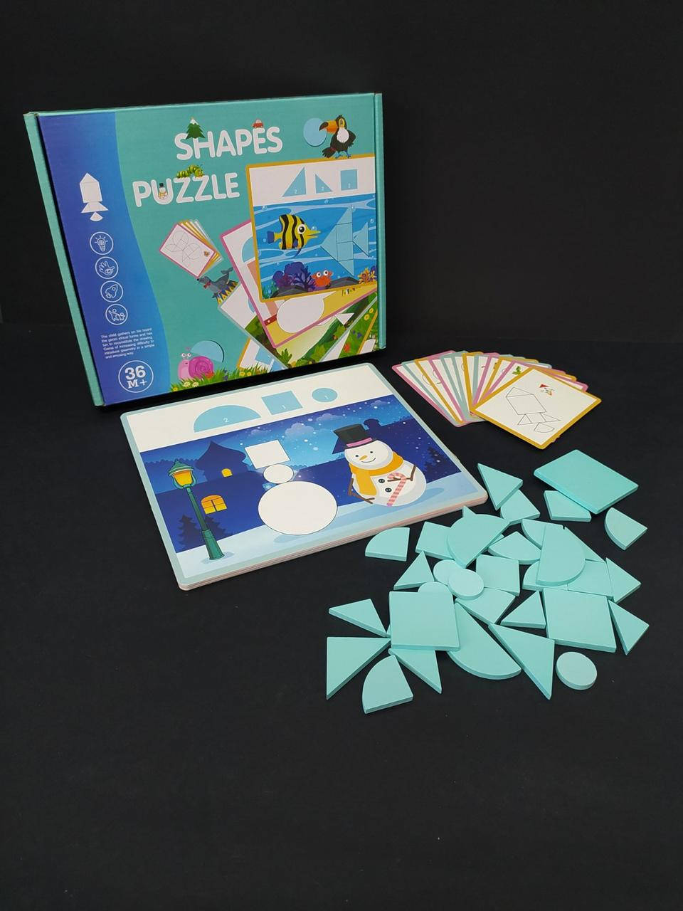

Деревянная игрушка Танграм-пазл, фигурки, карточки