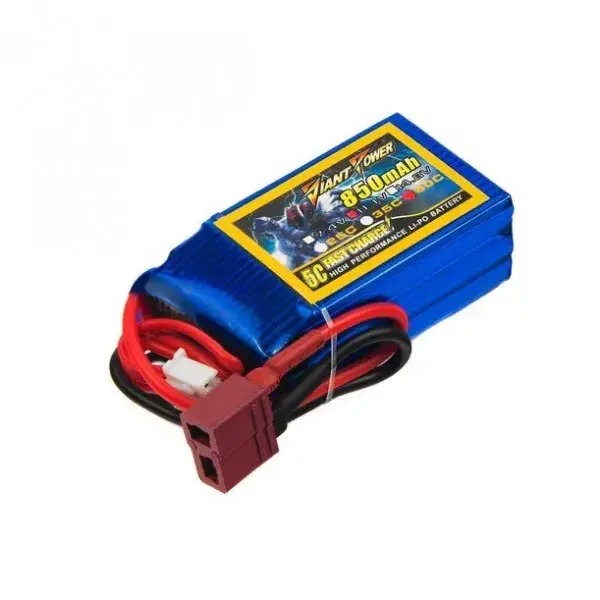 

Аккумулятор Giant Power Li-Pol 850mAh 11.1V 3S 50C 21x30x54мм T-Plug