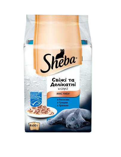 

Sheba Fresh & Fine с лососем, тунцом и треской в соусе - 6*50г паучи для кошек