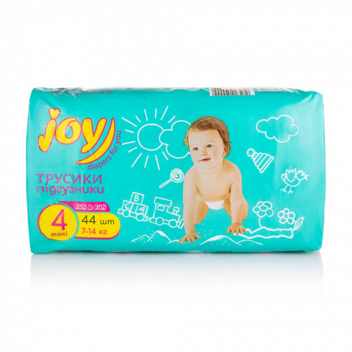 

Подгузники-трусики Joy Run and Fun размер 4, 7-14 кг, 44 шт, Белый