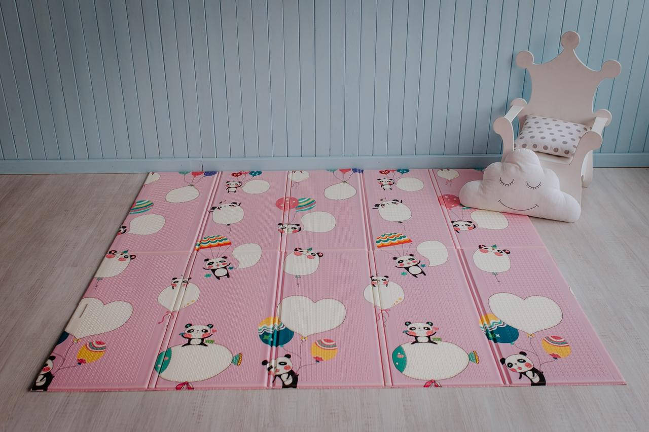 

Коврик игровой детский 200х180х1 см для ползания развивающий складной для детей с рождения двусторонний D-204