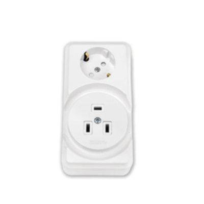 

Розетка комбинированная штепсельная к электрической плите, с заземлением, 32А, 250В, со шторками, открытой